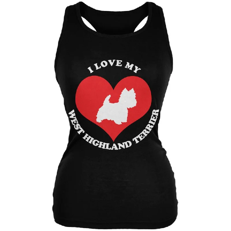 Valentines I Love My West Highland Terrier Black Juniors Soft Tank Top gold tank top