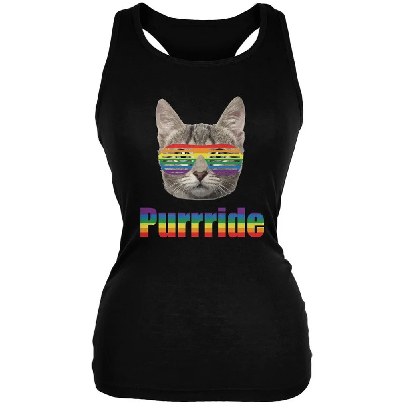 LGBT Purride Funny Cat Black Juniors Soft Tank Top casual tank top