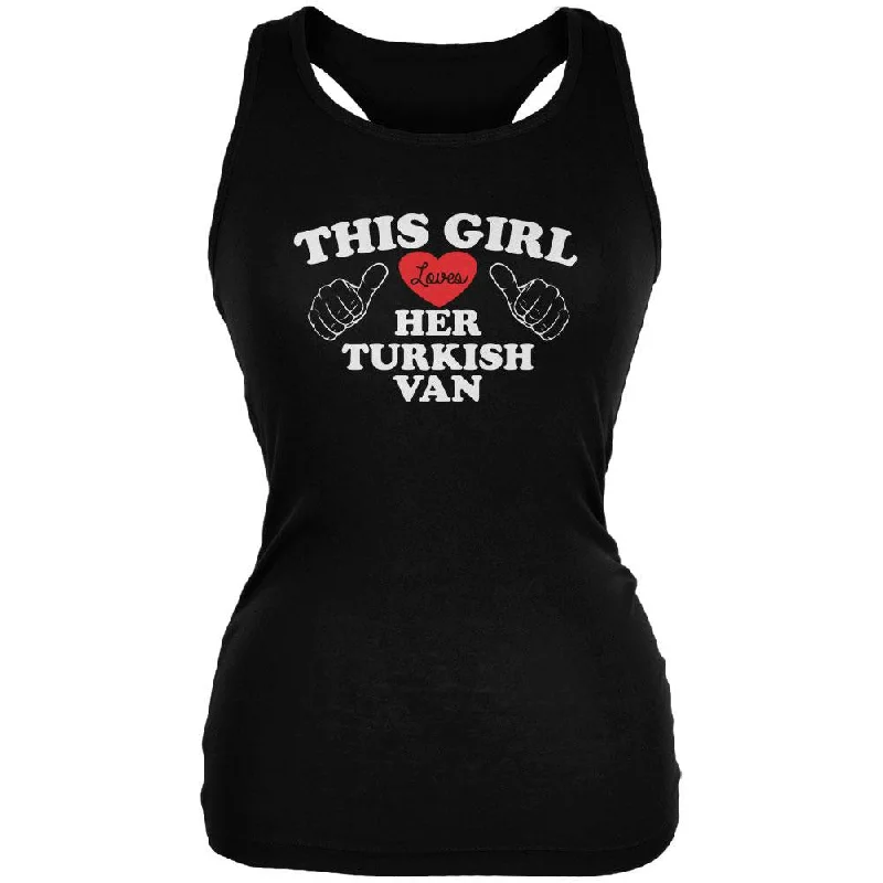 Valentines This Girl Loves Her Turkish Van Black Juniors Soft Tank Top grey tank top