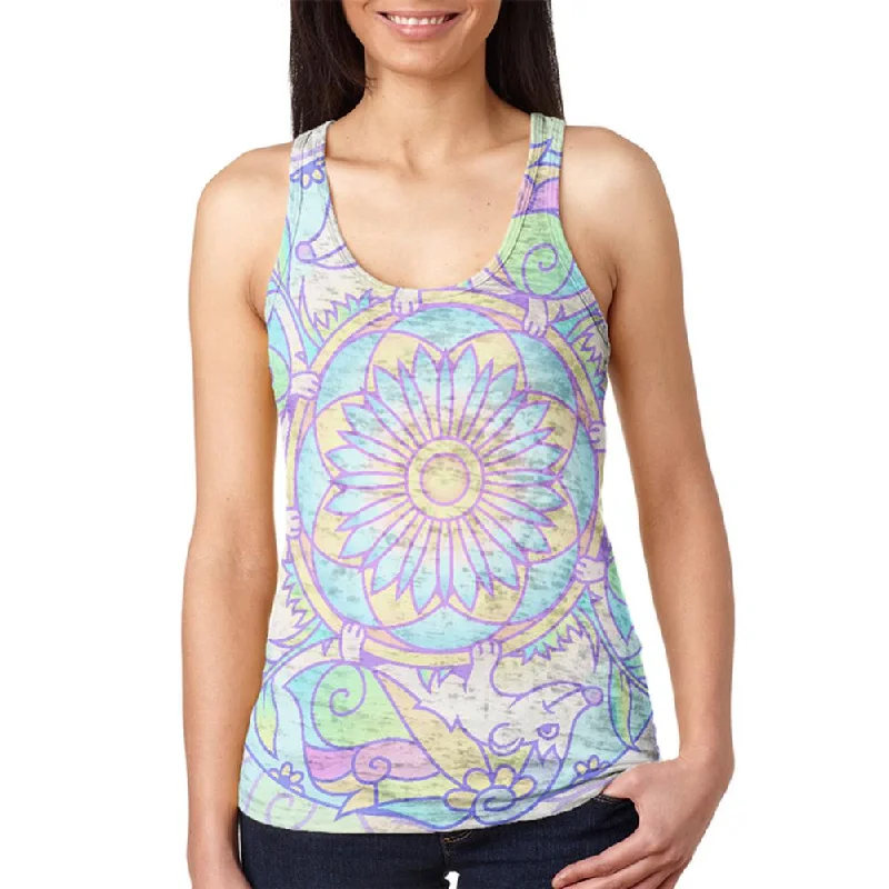 Trippy Hedgehog Mandala Vintage Juniors Burnout Racerback Tank Top activewear tank top Trippy Hedgehog Mandala Vintage Juniors Burnout Racerback Tank Top activewear tank top