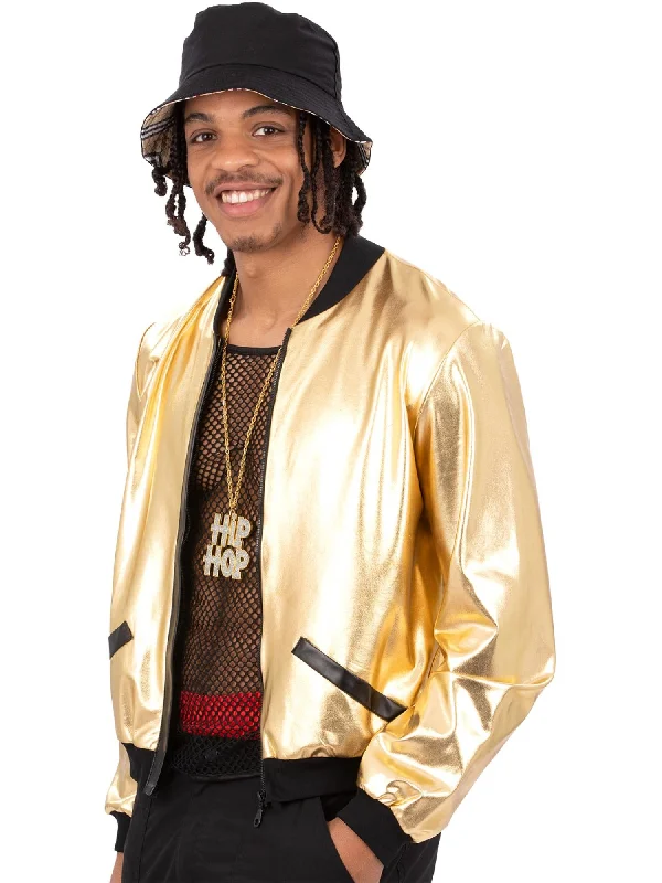 Gold Jacket Zip Front Button Front Snap Front