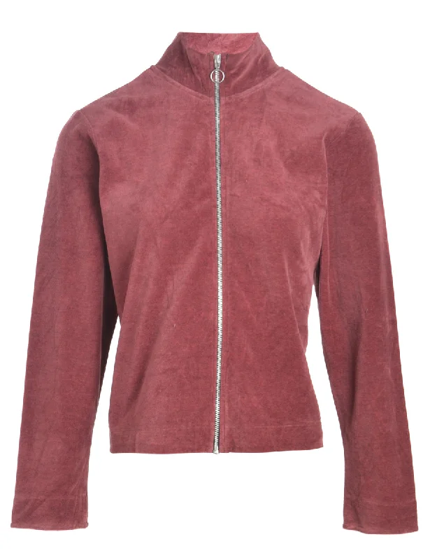 Reworked High Neck Velour Track Jacket - M Rayon Fabric Velvet Fabric Corduroy Fabric Reworked High Neck Velour Track Jacket - M Rayon Fabric Velvet Fabric Corduroy Fabric