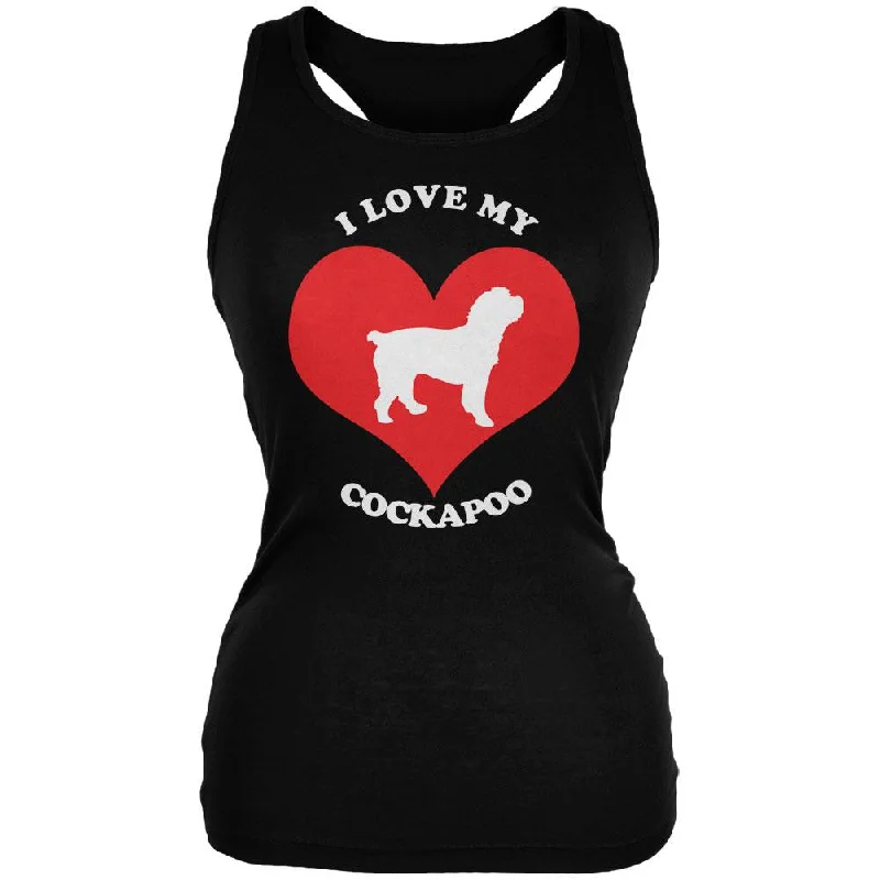 Valentines I Love My Cockapoo Black Juniors Soft Tank Top cozy tank top