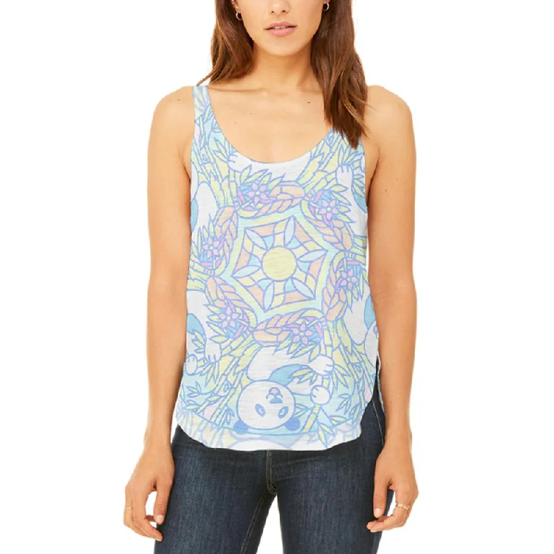Trippy Panda Mandala Vintage Juniors Flowy Side Slit Tank Top open back tank