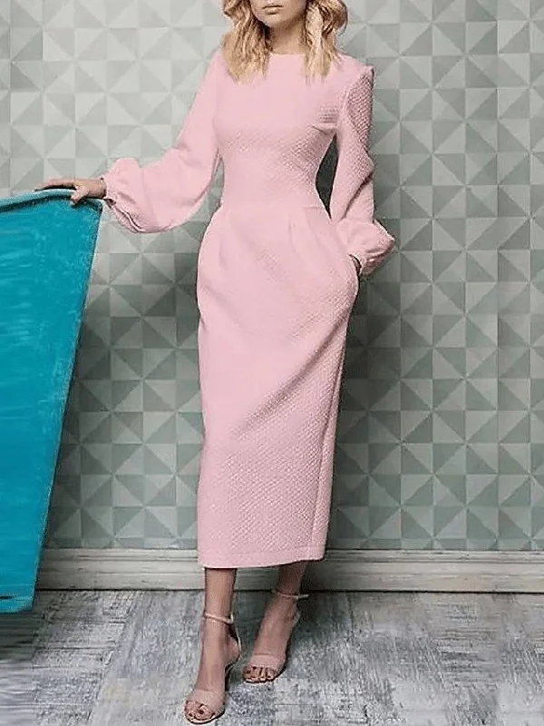 Sheath / Column Mother of the Bride Dress Elegant Jewel Neck Ankle Length Polyester Long Sleeve with Ruching Sheath / Column Mother of the Bride Dress Elegant Jewel Neck Ankle Length Polyester Long Sleeve with Ruching