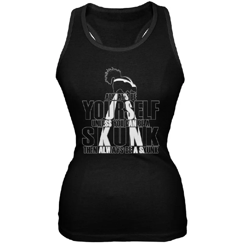 Always be Yourself Skunk Black Juniors Soft Tank Top coral tank top