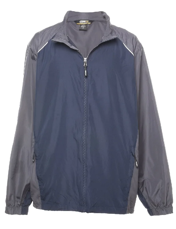 Navy & Dark Grey Zip-Front Nylon Jacket - L Fleece Jacket Down Jacket Feather Jacket Navy & Dark Grey Zip-Front Nylon Jacket - L Fleece Jacket Down Jacket Feather Jacket