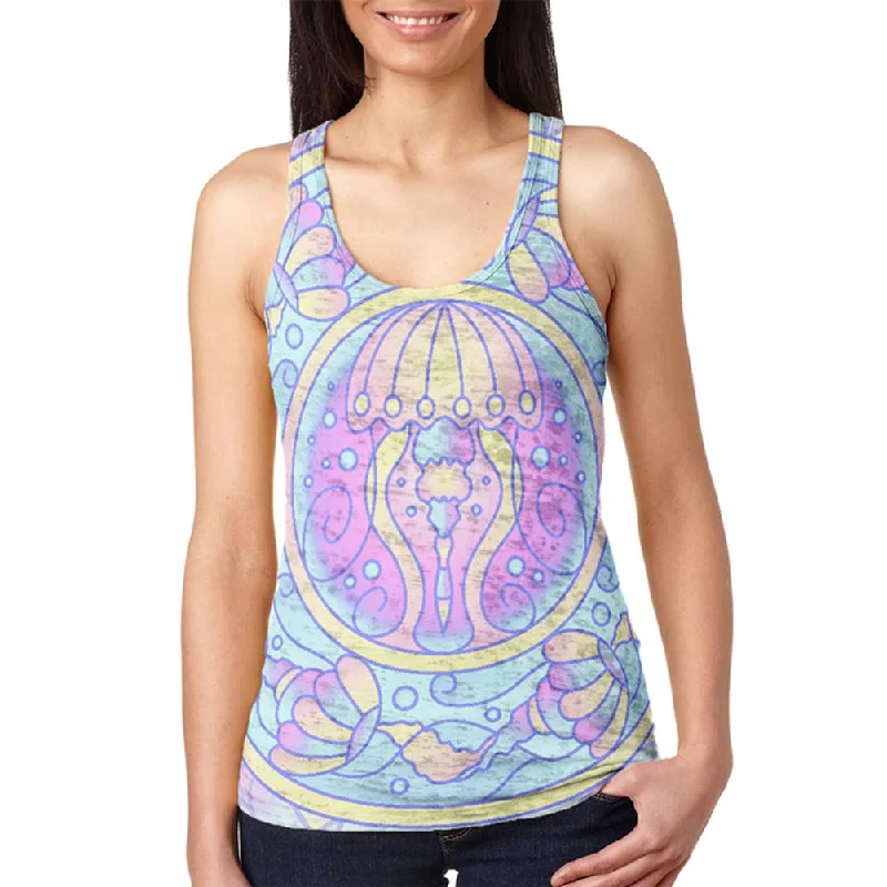 Trippy Jellyfish Mandala Vintage Juniors Burnout Racerback Tank Top workout tank top Trippy Jellyfish Mandala Vintage Juniors Burnout Racerback Tank Top workout tank top