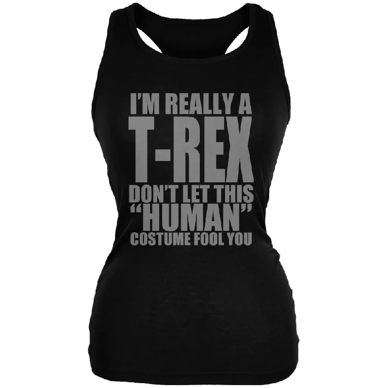 Halloween Human T-Rex Costume Juniors Soft Tank Top open back tank