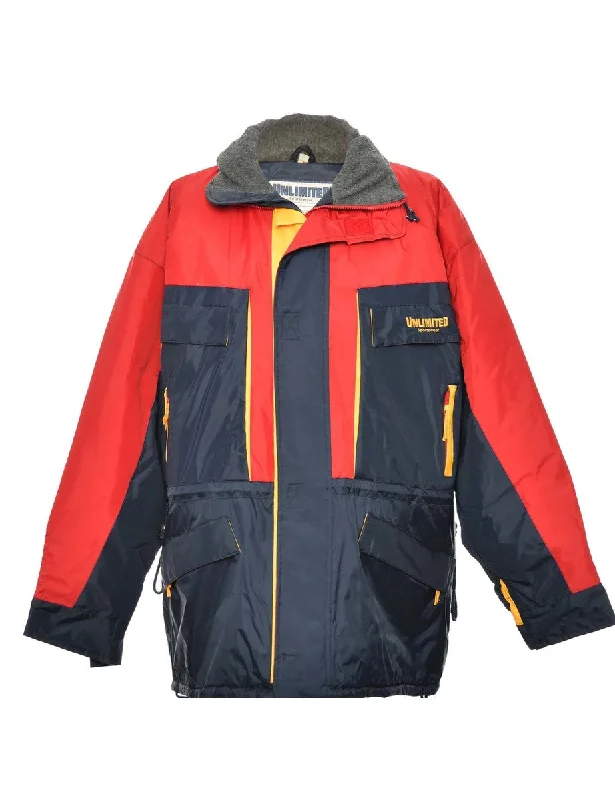 Navy, Red & Yellow Contrast Zip-Front Mountaineering Jacket - L Denim Jacket Leather Jacket Suede Jacket Navy, Red & Yellow Contrast Zip-Front Mountaineering Jacket - L Denim Jacket Leather Jacket Suede Jacket