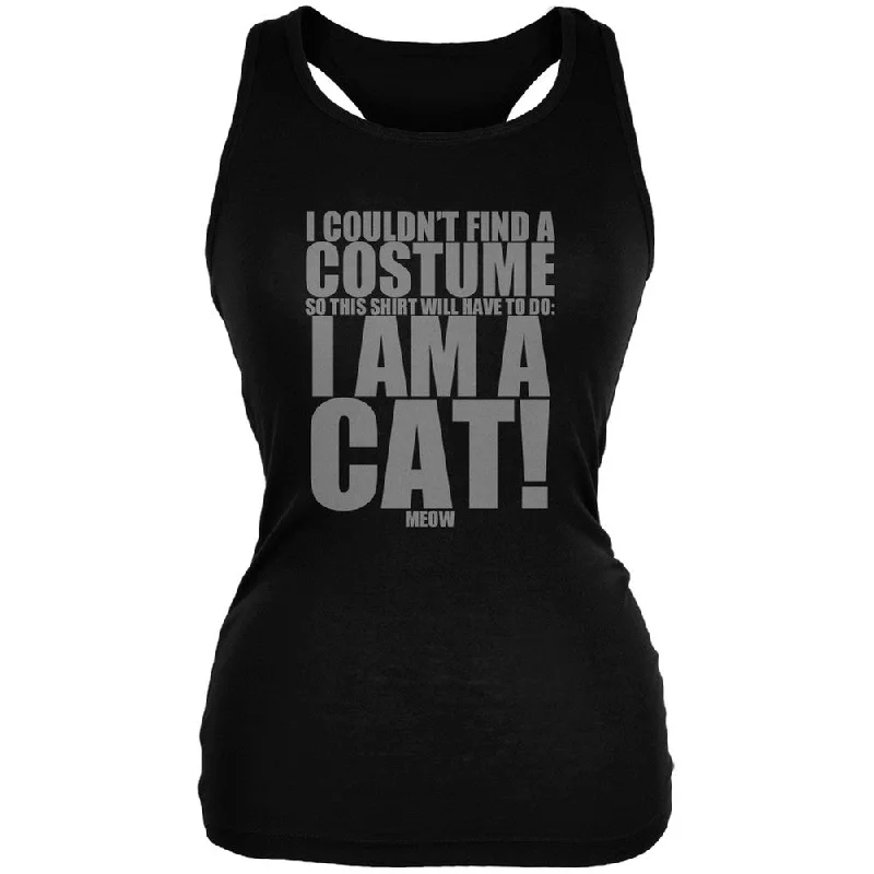 Halloween Cheap Cat Costume Black Juniors Soft Tank Top cherry red tank