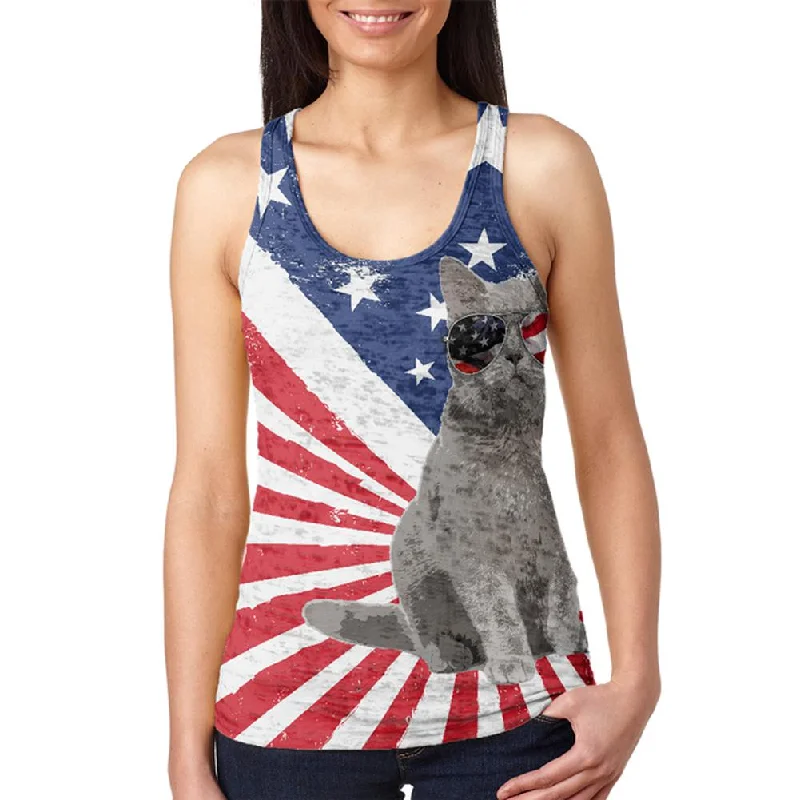 4th Of July Meowica America Patriot Cat Juniors Burnout Racerback Tank Top stylish tank top 4th Of July Meowica America Patriot Cat Juniors Burnout Racerback Tank Top stylish tank top