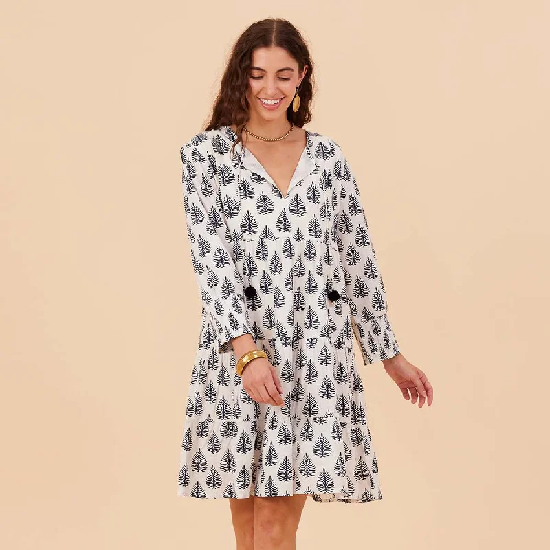 Makena Navy Cotton Tiered Dress
