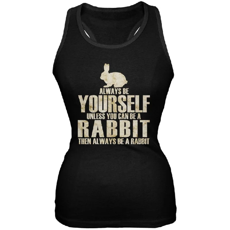 Always Be Yourself Rabbit Black Juniors Soft Tank Top graphic tank top