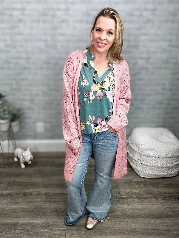 Lightweight Blush Pink Sweater Cardigan - Andree by Unit Real Fur Shearling Chenille Lightweight Blush Pink Sweater Cardigan - Andree by Unit Real Fur Shearling Chenille
