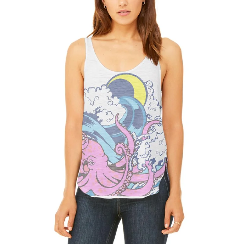 Pink Octopus Master Of The Seas Juniors Flowy Side Slit Tank Top yoga tank top