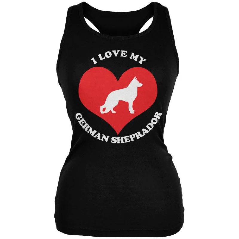 Valentines I Love My German Sheprador Black Juniors Soft Tank Top crossback tank top Valentines I Love My German Sheprador Black Juniors Soft Tank Top crossback tank top
