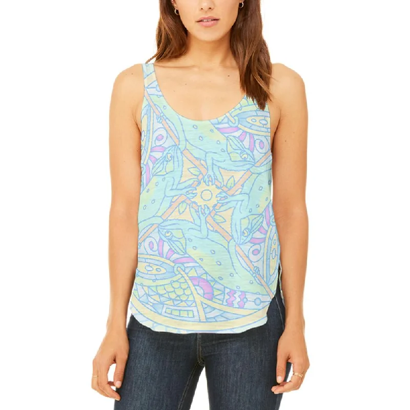 Trippy Chameleon Mandala Vintage Juniors Flowy Side Slit Tank Top fashionable tank top Trippy Chameleon Mandala Vintage Juniors Flowy Side Slit Tank Top fashionable tank top