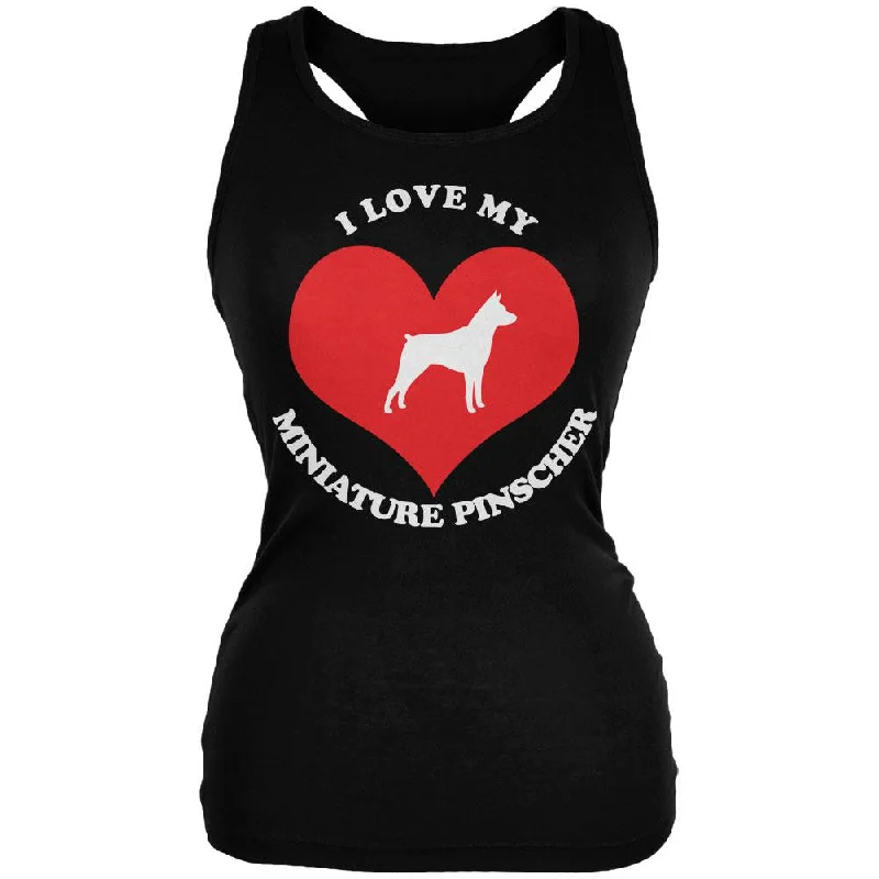 Valentines I Love My Miniature Pinscher Black Juniors Soft Tank Top graphic tank top Valentines I Love My Miniature Pinscher Black Juniors Soft Tank Top graphic tank top