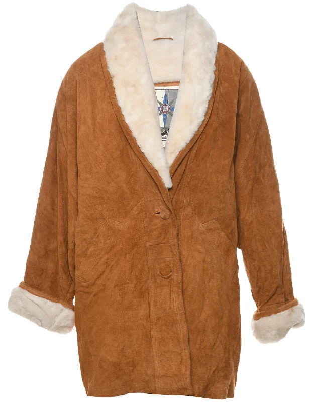 Shearling Lined Brown Suede Jacket - L Striped Jacket Polka Dot Jacket Floral Jacket Shearling Lined Brown Suede Jacket - L Striped Jacket Polka Dot Jacket Floral Jacket