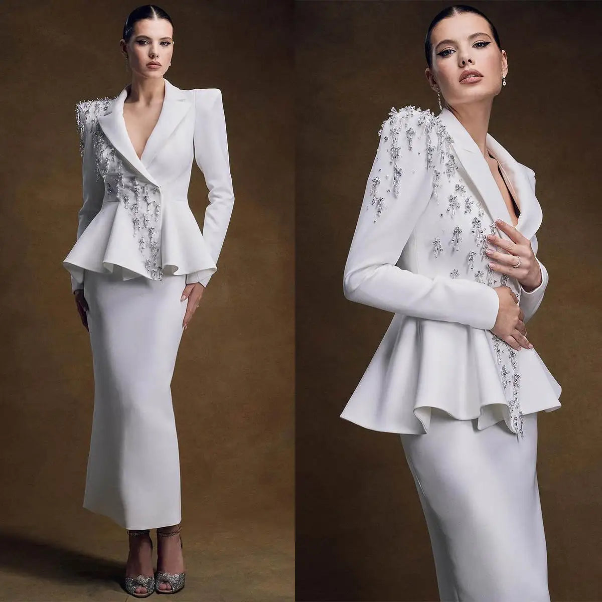 Customized Crystal Beaded Women Suit Set Blazer And Skirts Formal Office Business Lady Prom Dress Jacket Coat Custom Size Denim Fabric Leather Fabric Suede Fabric Customized Crystal Beaded Women Suit Set Blazer And Skirts Formal Office Business Lady Prom Dress Jacket Coat Custom Size Denim Fabric Leather Fabric Suede Fabric