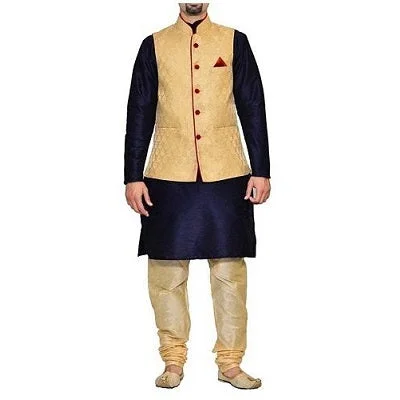M6, Gold Jacket with Maroon Lining and Navy Blue Kurta Gold Pyjami, Size (38 to 42) Faux Fur Fabric Real Fur Fabric Shearling Fabric M6, Gold Jacket with Maroon Lining and Navy Blue Kurta Gold Pyjami, Size (38 to 42) Faux Fur Fabric Real Fur Fabric Shearling Fabric