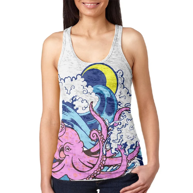 Pink Octopus Master Of The Seas Juniors Burnout Racerback Tank Top gym tank top