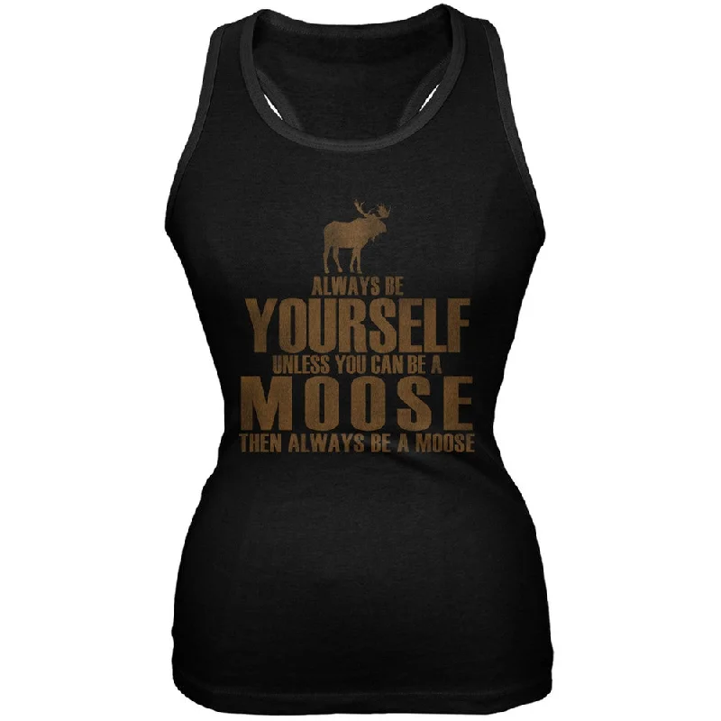 Always Be Yourself Moose Black Juniors Soft Tank Top basic tank top