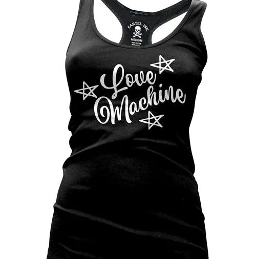 Love Machine Women's Racer Back Tank Top charcoal tank top