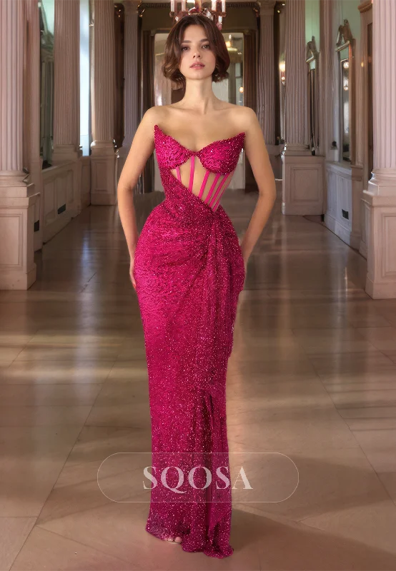 Sweetheart Cutout Sleeveles Mermaid Prom Dress Floor-Length Pleated Sequins Dinner Dress Sweetheart Cutout Sleeveles Mermaid Prom Dress Floor-Length Pleated Sequins Dinner Dress