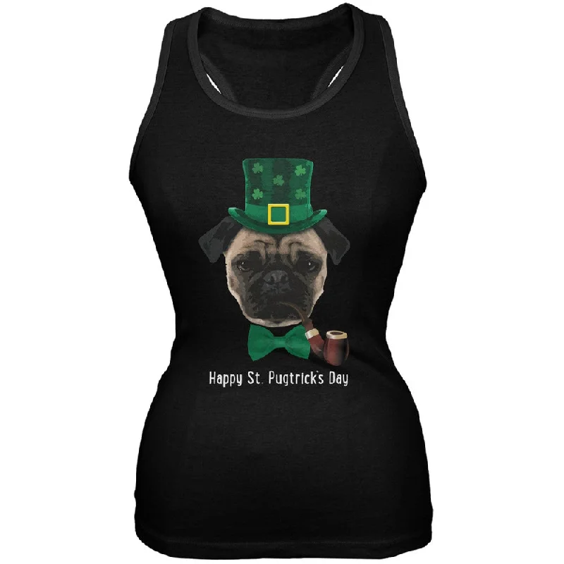 St. Patrick's - Pugtrick's Day Funny Pug Black Juniors Soft Tank Top lemon yellow tank St. Patrick's - Pugtrick's Day Funny Pug Black Juniors Soft Tank Top lemon yellow tank