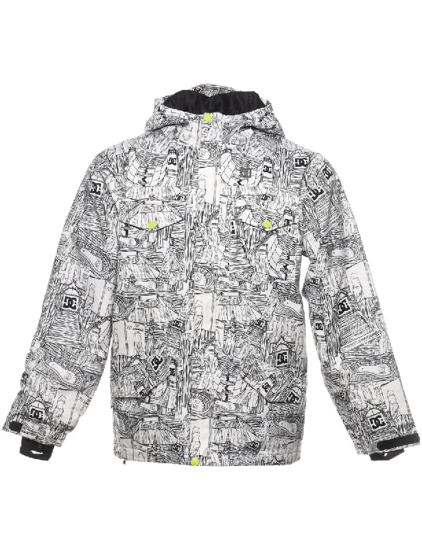 Patterned DG Black & White Mountaineering Jacket - L Tailored Jacket Straight Jacket A-Line Jacket Patterned DG Black & White Mountaineering Jacket - L Tailored Jacket Straight Jacket A-Line Jacket