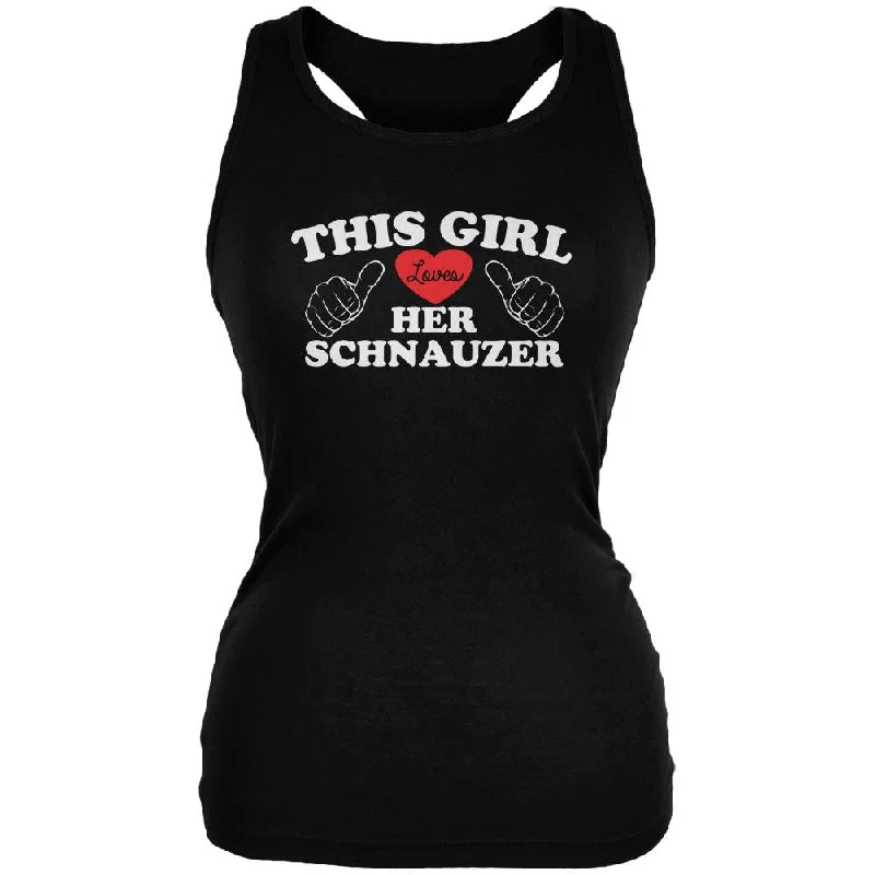 Valentines This Girl Loves Her Schnauzer Black Juniors Soft Tank Top cold shoulder tank Valentines This Girl Loves Her Schnauzer Black Juniors Soft Tank Top cold shoulder tank