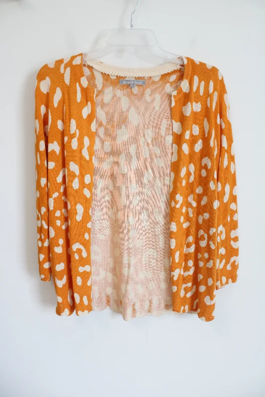 Daniel Rainn Yellow Spotted Knit Cardigan | XS Iron Safe Non-Iron Wrinkle Free