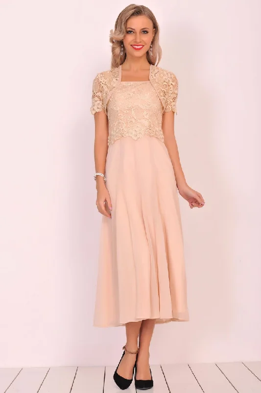 A Line Square Prom Dresses Chiffon&Lace With Jacket Stand-Up Collar Roll-Neck Collar Turtle Neck A Line Square Prom Dresses Chiffon&Lace With Jacket Stand-Up Collar Roll-Neck Collar Turtle Neck