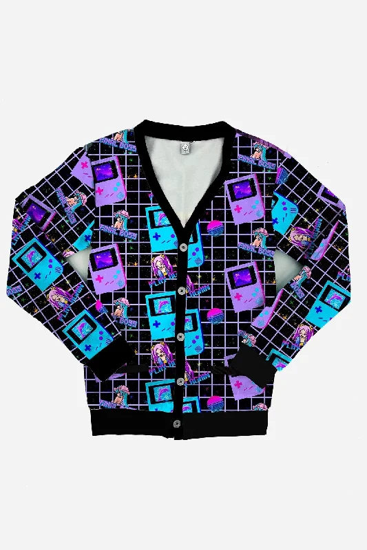 Aesthetic Video Game Black Cardigan Velvet Chenille Corduroy
