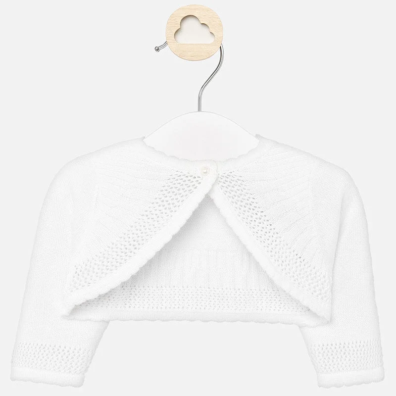1318 Mayoral Baby Girls Knit Openwork Detailed Open Bolero Cardigan, White Long Cardigan Short Cardigan Medium Cardigan 1318 Mayoral Baby Girls Knit Openwork Detailed Open Bolero Cardigan, White Long Cardigan Short Cardigan Medium Cardigan