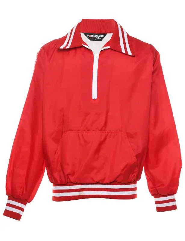 Quarter-Zip Red & White Contrast Nylon Jacket - L Lace Jacket Ribbed Jacket Sequined Jacket Quarter-Zip Red & White Contrast Nylon Jacket - L Lace Jacket Ribbed Jacket Sequined Jacket