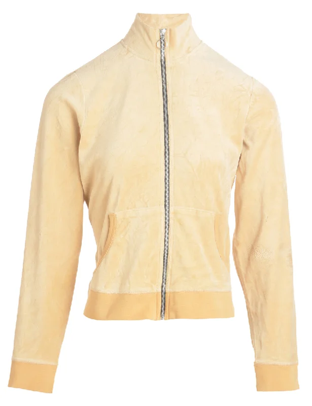 Reworked High Neck Velour Track Jacket - M Chenille Fabric Brocade Fabric Lace Fabric Reworked High Neck Velour Track Jacket - M Chenille Fabric Brocade Fabric Lace Fabric