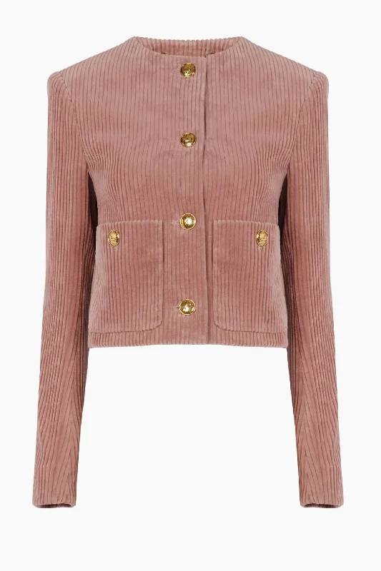 Chloé Cropped Velvet Jacket - Wild Pink Tiered Jacket Buttoned Jacket Zippered Jacket Chloé Cropped Velvet Jacket - Wild Pink Tiered Jacket Buttoned Jacket Zippered Jacket