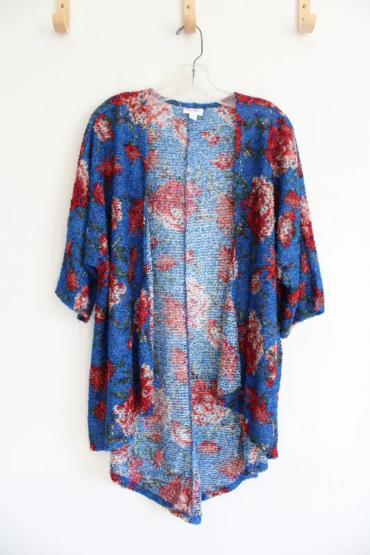 LuLaRoe Blue Strawberry Textured Cardigan | S Button Cardigan Zip Cardigan Pullover Cardigan LuLaRoe Blue Strawberry Textured Cardigan | S Button Cardigan Zip Cardigan Pullover Cardigan