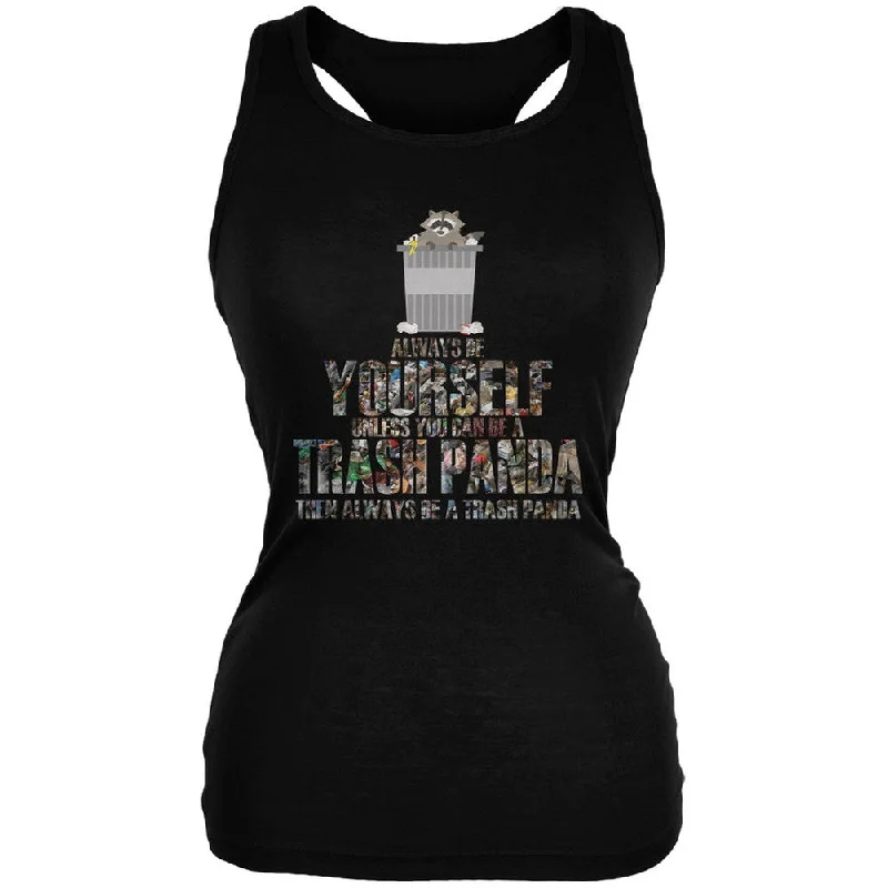 Always Be Yourself Trash Panda Black Juniors Soft Tank Top relaxed fit tank