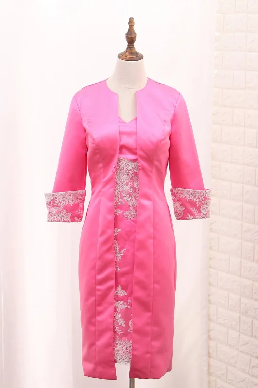 Satin V Neck With Applique And Jacket Mother Of The Bride Dresses Nylon Jacket Polyester Jacket Spandex Jacket Satin V Neck With Applique And Jacket Mother Of The Bride Dresses Nylon Jacket Polyester Jacket Spandex Jacket