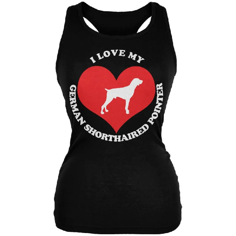 Valentines I Love My German Shorthaired Pointer Black Juniors Soft Tank Top halter tank top Valentines I Love My German Shorthaired Pointer Black Juniors Soft Tank Top halter tank top