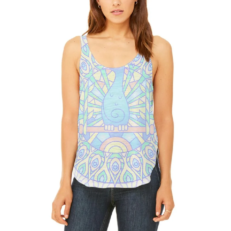 Trippy Peacock Mandala Vintage Juniors Flowy Side Slit Tank Top vintage tank top