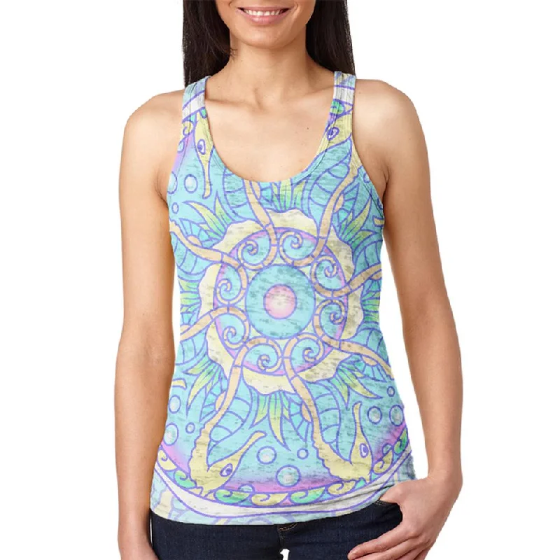 Trippy Seahorse Mandala Vintage Juniors Burnout Racerback Tank Top striped tank top