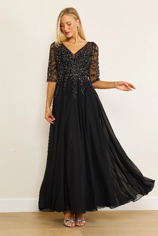 Long Sleeve Chiffon Formal Evening Dress