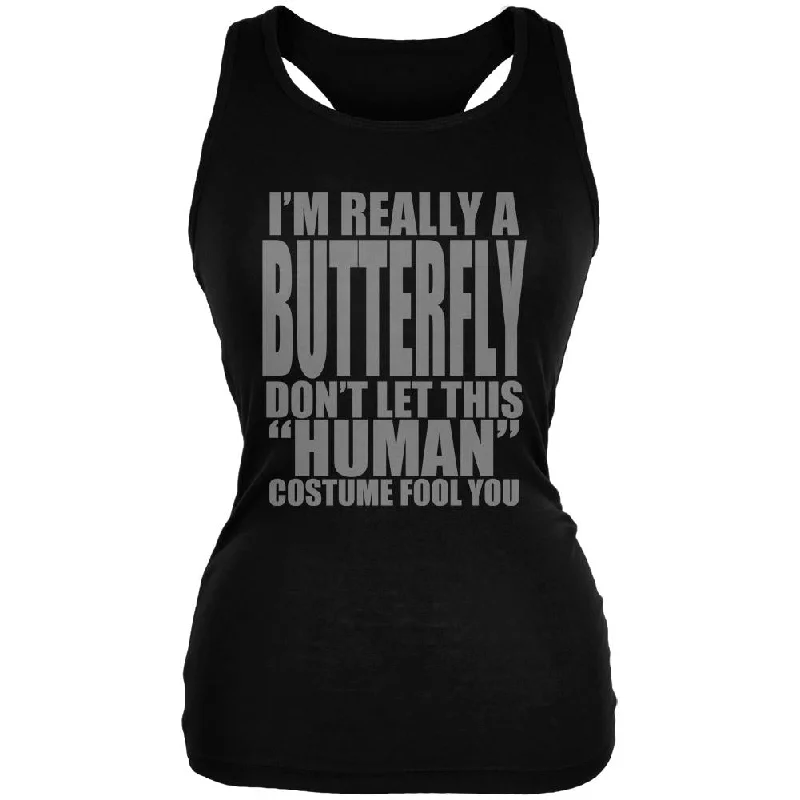 Halloween Human Butterfly Costume Juniors Soft Tank Top lace back tank