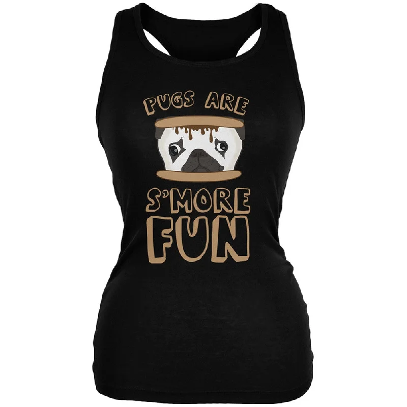 Pugs Are S'More Fun Black Juniors Soft Tank Top beige tank top