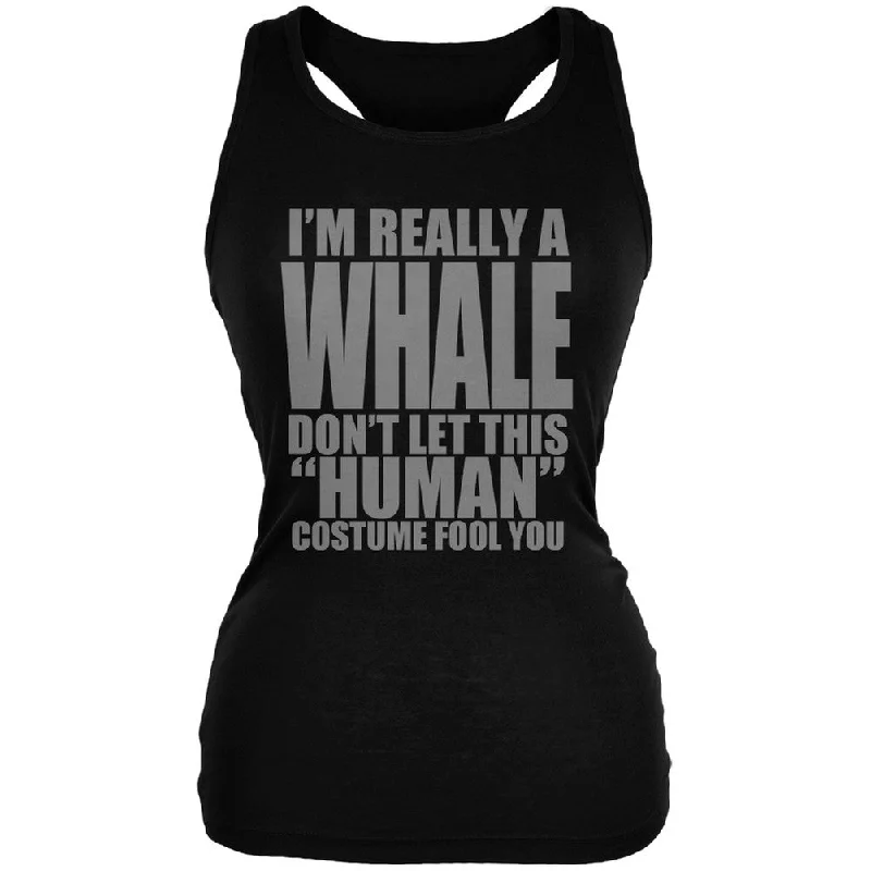 Halloween Human Whale Costume Black Juniors Soft Tank Top sexy tank top